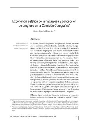 Experiencia Estética De La Naturaleza Y Concepción De Progreso En La Comisión Corográfica*