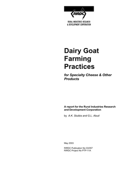 Dairy Goat Farming Practices for Specialty Cheese & Other Products