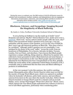 Blackness, Literacy, and Escapology: Imaging Beyond the Singularity of Black Suffering