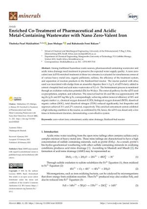 Enriched Co-Treatment of Pharmaceutical and Acidic Metal-Containing Wastewater with Nano Zero-Valent Iron