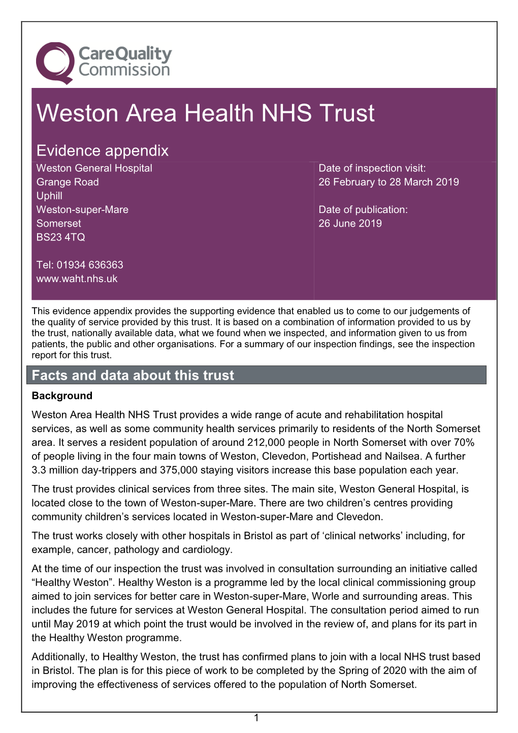 Weston Area Health NHS Trust