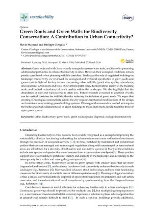 Green Roofs and Green Walls for Biodiversity Conservation: a Contribution to Urban Connectivity?