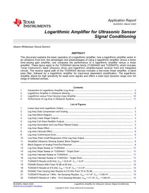 Logarithmic Amplifier for Ultrasonic Sensor Signal Conditioning