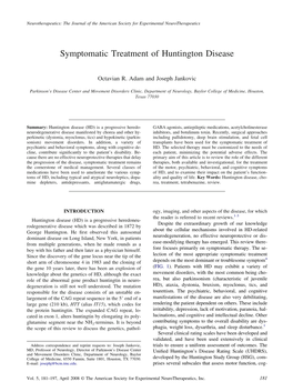 Symptomatic Treatment of Huntington Disease