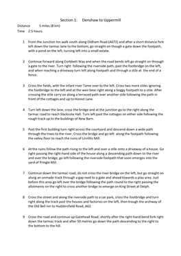 Section 1: Denshaw to Uppermill Distance 5 Miles (8 Km) Time 2.5 Hours
