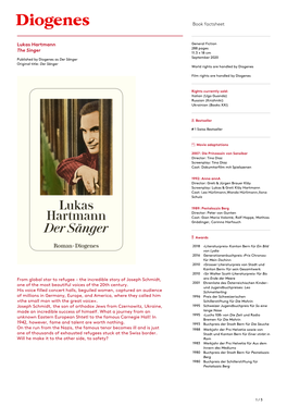 Book Factsheet Lukas Hartmann the Singer