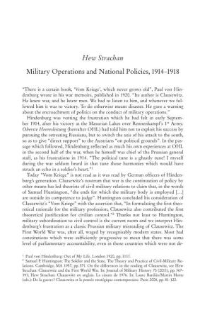 Hew Strachan Military Operations and National Policies, 1914–1918