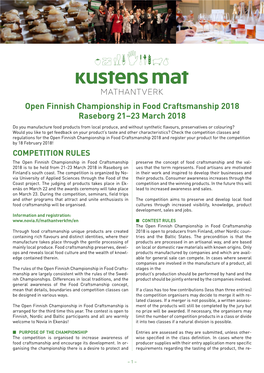 Open Finnish Championship in Food Craftsmanship 2018 Raseborg 21–23 March 2018