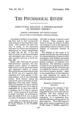 Structural Balance: a Generalization of Heider's Theory'