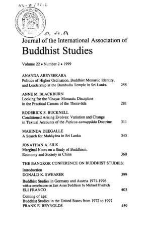 Looking for the Vinaya: Monastic Discipline in the Practical Canons of the Theravada 281
