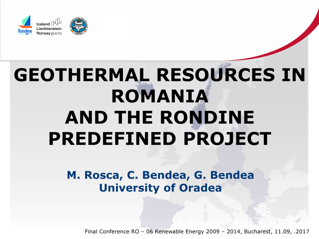 Romania and the Rondine Predefined Project