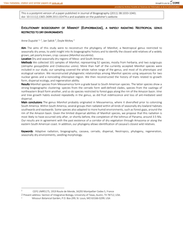 Population Genetics of Manihot Esculenta