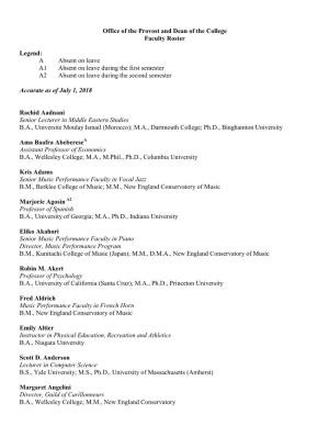 Faculty Roster