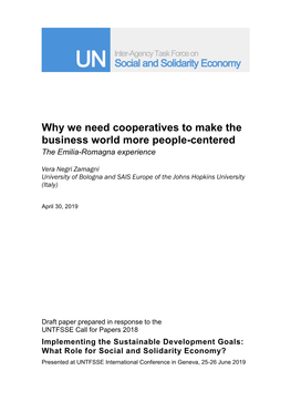 Why We Need Cooperatives to Make the Business World More People-Centered the Emilia-Romagna Experience