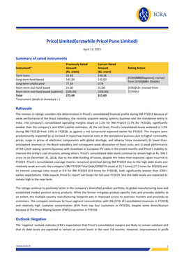 Pricol Limited(Erstwhile Pricol Pune Limited)