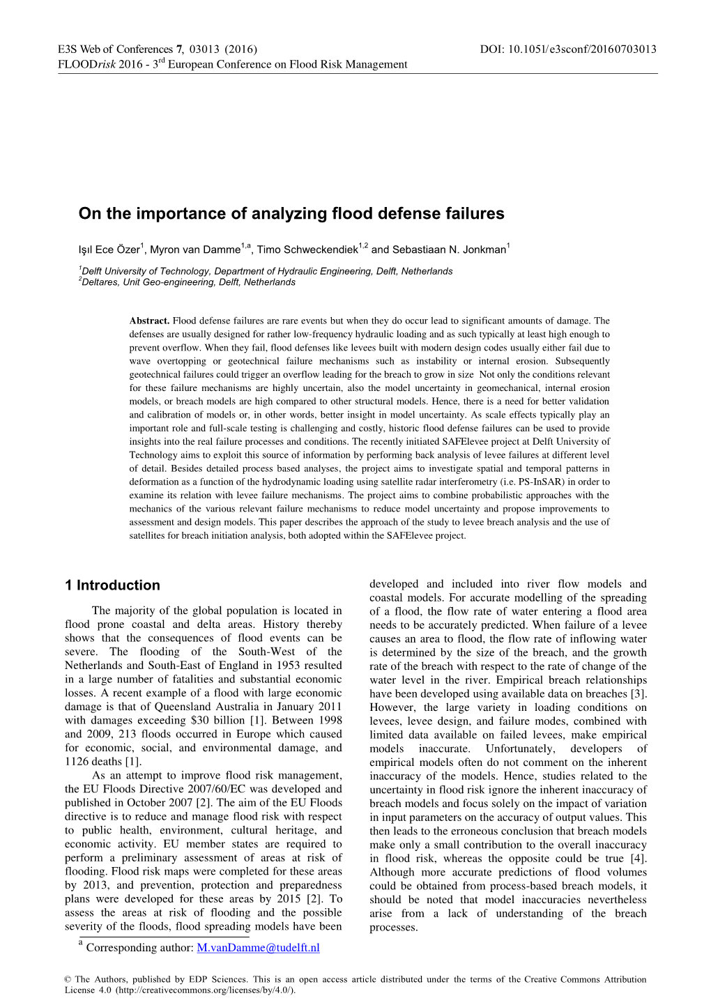 On the Importance of Analyzing Flood Defense Failures