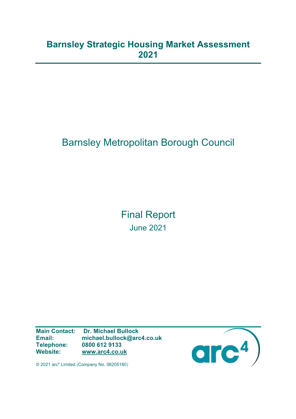 Barnsley Strategic Housing Market Assessment 2021