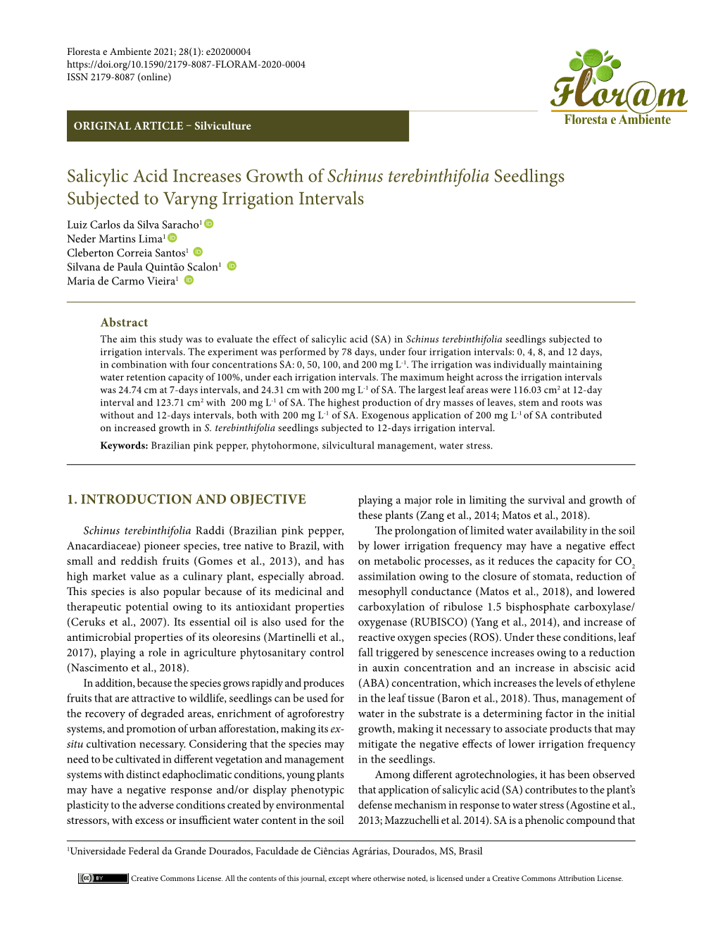 Salicylic Acid Increases Growth of Schinus