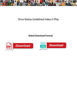 Error Notice Undefined Index in Php