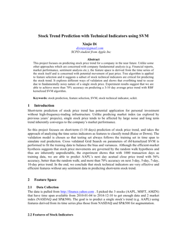 Stock Trend Prediction with Technical Indicators Using SVM