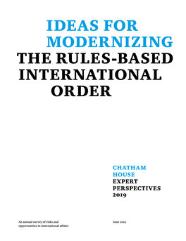 Ideas for Modernizing the Rules-Based International Order