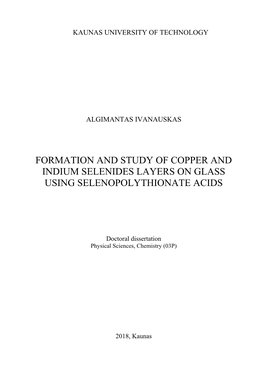 Formation and Study of Copper and Indium Selenides Layers on Glass Using Selenopolythionate Acids