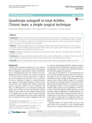 Quadriceps Autograft to Treat Achilles Chronic Tears: a Simple Surgical