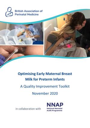 Optimising Early Maternal Breast Milk for Preterm Infants a Quality Improvement Toolkit November 2020
