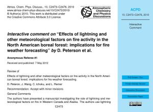 Effects of Lightning and Other Meteorological Factors on Fire