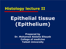 Histology Lecture II