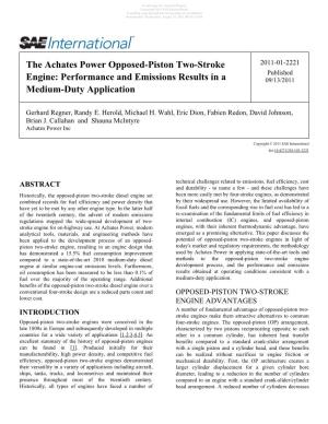 The Achates Power Opposed-Piston Two-Stroke Engine