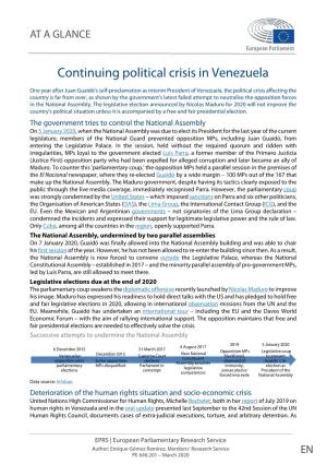 Continuing Political Crisis in Venezuela