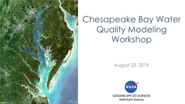 Chesapeake Bay Water Quality Modeling Workshop