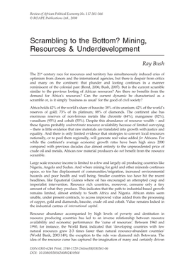 Mining, Resources & Underdevelopment