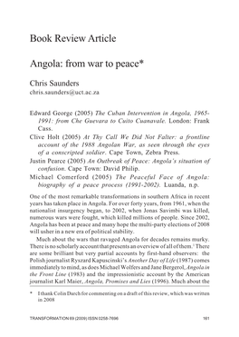 Angola: from War to Peace*