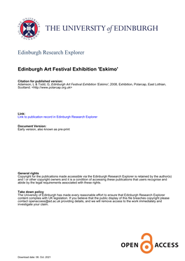 Edinburgh Art Festival Exhibition 'Eskimo'