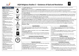 AQA Religious Studies C – Existence of God and Revelation