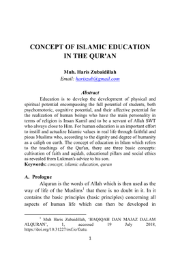 Concept of Islamic Education in the Qur'an