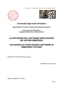 La Diffusione Del Software Open-Source Nei Sistemi Embedded