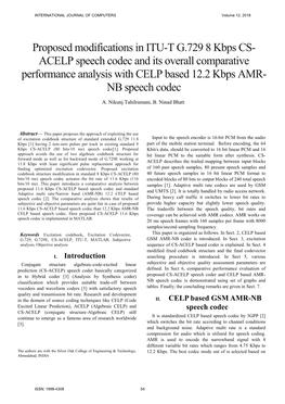 ACELP Speech Codec and Its Overall Comparative Performance Analysis with CELP Based 12.2 Kbps AMR- NB Speech Codec