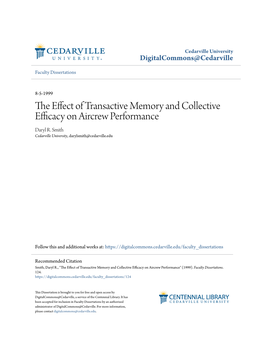 The Effect of Transactive Memory and Collective Efficacy on Aircrew Performance" (1999)