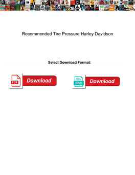 Recommended Tire Pressure Harley Davidson