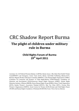 CRC Shadow Report Burma the Plight of Children Under Military Rule in Burma