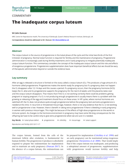 The Inadequate Corpus Luteum