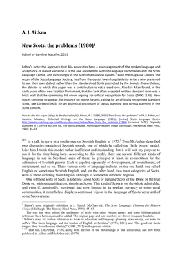 A. J. Aitken New Scots: the Problems (1980)1