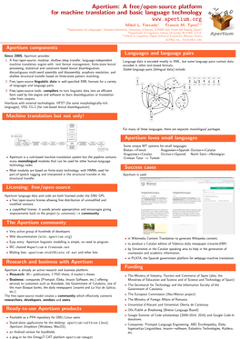 Apertium: a Free/Open-Source Platform for Machine Translation and Basic Language Technology Mikel L