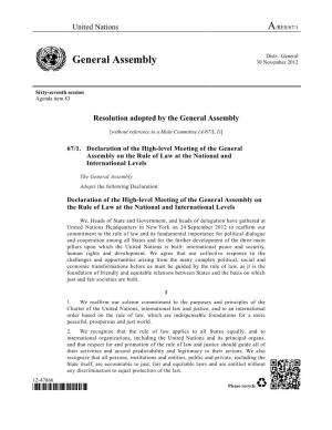 A/RES/67/1 General Assembly