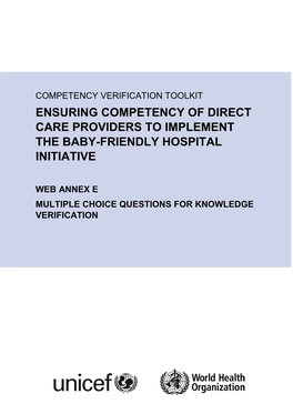 Ensuring Competency of Direct Care Providers to Implement the Baby-Friendly Hospital Initiative