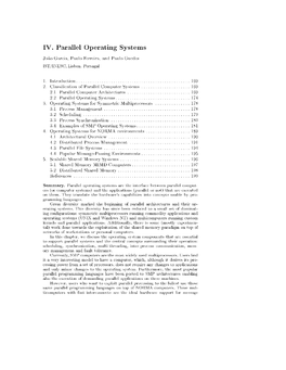 IV. Parallel Operating Systems