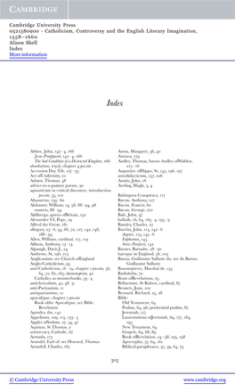 Catholicism, Controversy and the English Literary Imagination, 1558–1660 Alison Shell Index More Information